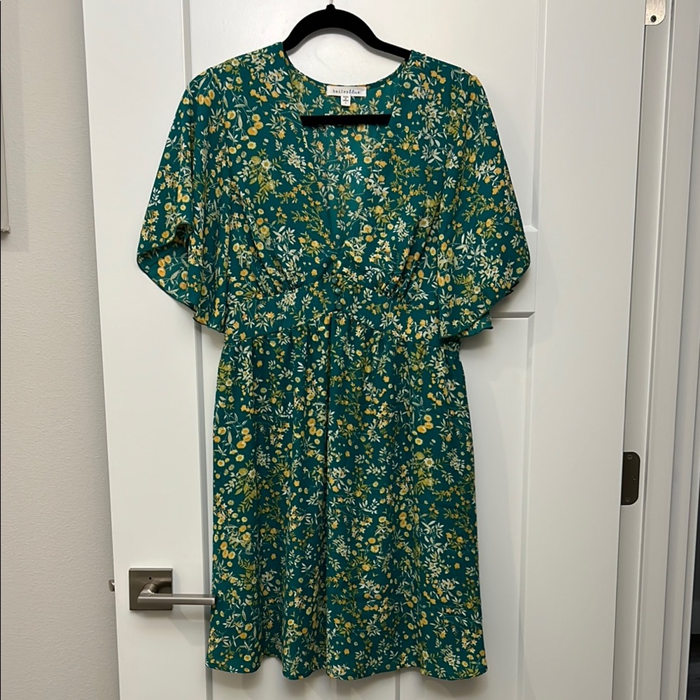 Deep V Neck Ruffle Sun Dress Floral